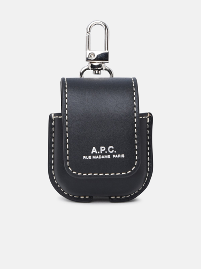 Shop Apc Leather Airpod Case In Black