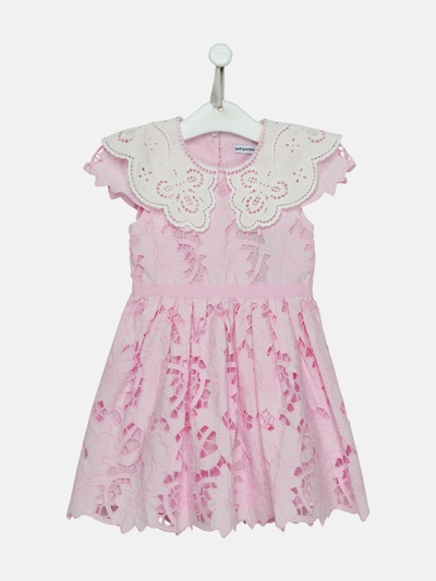 Shop Self-portrait Cotton Dress In Pink