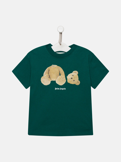 Shop Palm Angels Bear Cotton T-shirt In Green