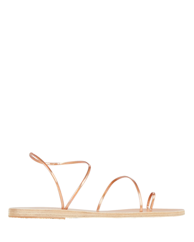 Shop Ancient Greek Sandals Chora Metallic Leather Strappy Sandals In Rose