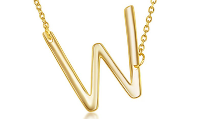 Simona Gold Plated Sterling Silver Sideways Initial Necklace In Gold - W