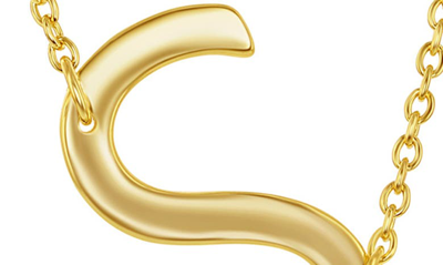Simona Gold Plated Sterling Silver Sideways Initial Necklace In Gold - S