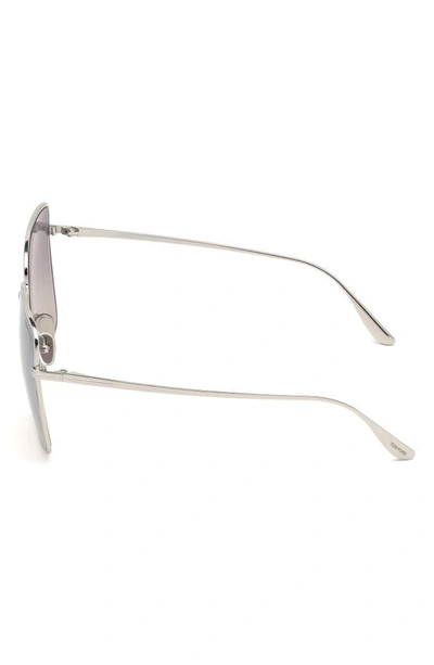 Shop Tom Ford Heather Polarized 60mm Square Sunglasses In Shiny Palladium / Smoke