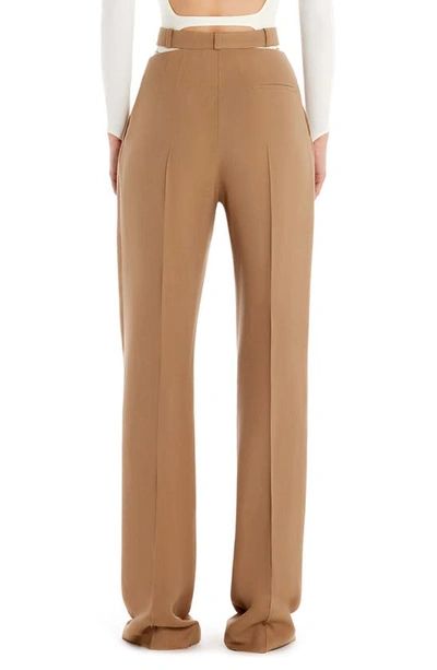 Shop Mugler Fluid Belted Cutout Trousers In Stone