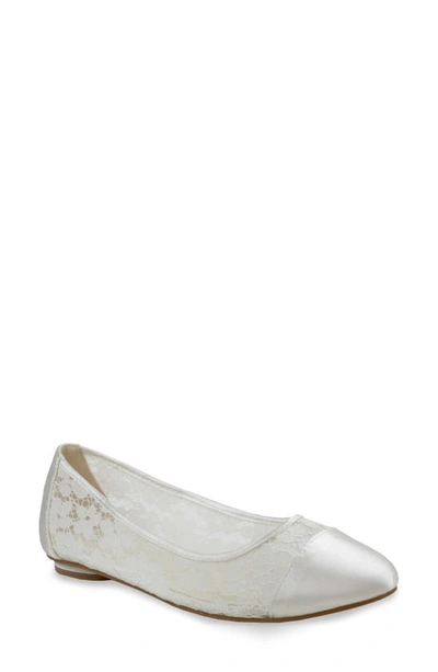 Shop Paradox London Pink Sweetie Satin Lace Flat In Ivory