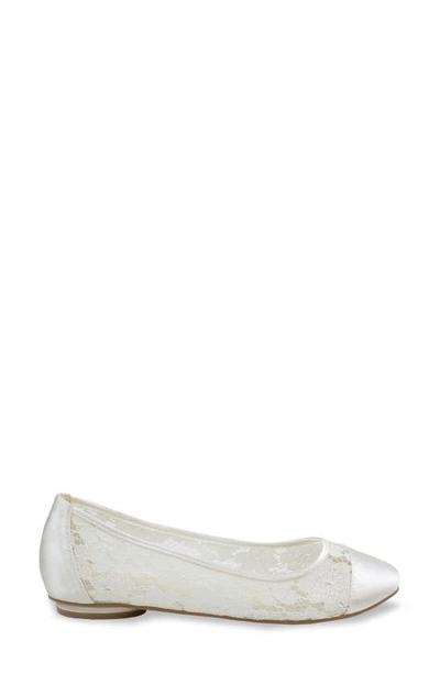 Shop Paradox London Pink Sweetie Satin Lace Flat In Ivory