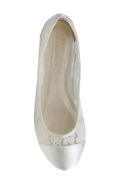 Shop Paradox London Pink Sweetie Satin Lace Flat In Ivory