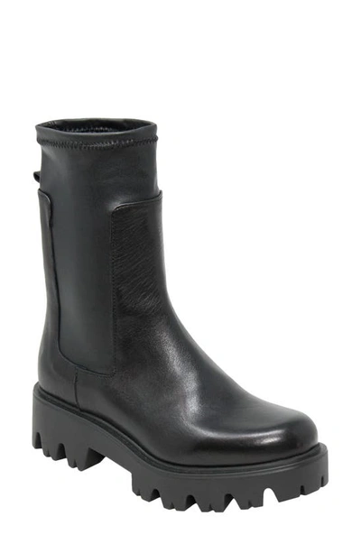Shop Charles David Hallow Lug Sole Bootie In Black/ Leather/ Stretch