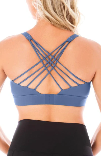 Love And Fit Strappy Nursing Sports Bra In Slate Blue