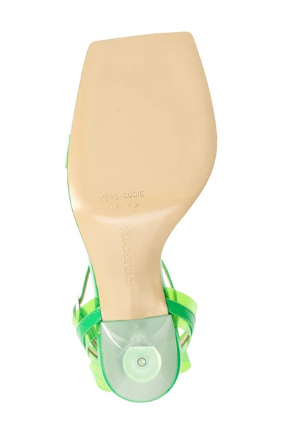 Shop Mach & Mach French Bow Square Toe Sandal In Fluo Green