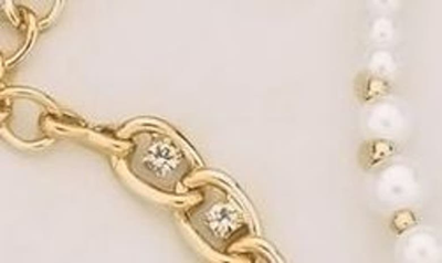 Shop Ettika Set Of 4 Crystal & Imitation Pearl Bracelets In Gold