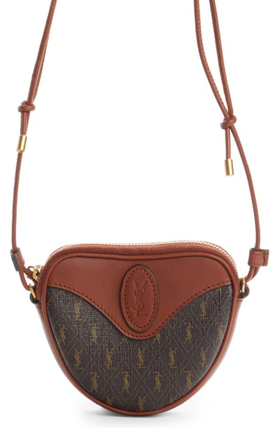 Shop Saint Laurent Micro Monogram Coin Purse In Choc/ Kak/ Brun Roui