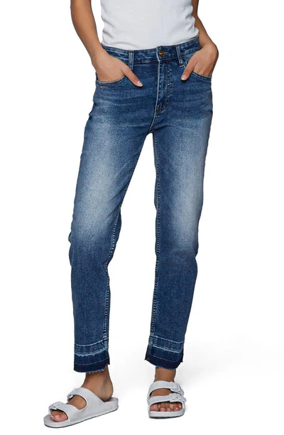 Shop Hint Of Blu High Waist Release Hem Boyfriend Jeans In Marlin Blue