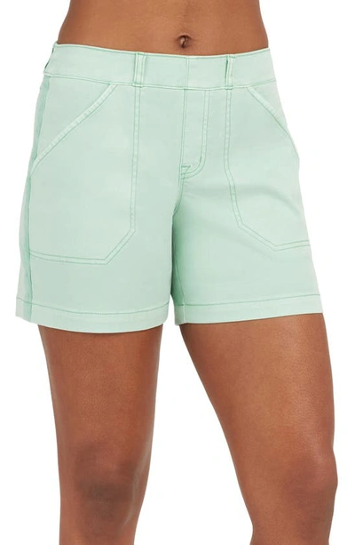 Shop Spanx 6-inch Stretch Twill Shorts In Fresh Celadon