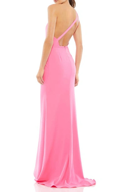 Mac Duggal One Shoulder Jersey Mermaid Gown In Hot Pink