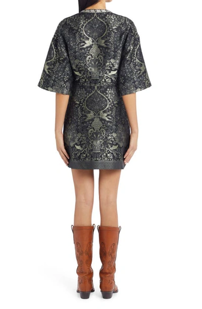 Shop Etro Mythological Jacquard Print Sheath Dress In Black 1