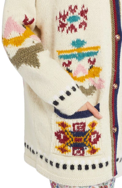 Shop Etro Intarsia Knit Wool Blend Jacket In White