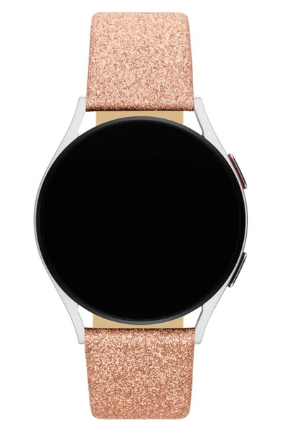 Shop Kate Spade Glitter Leather 20mm Apple Watch® Watchband In Rose Gold