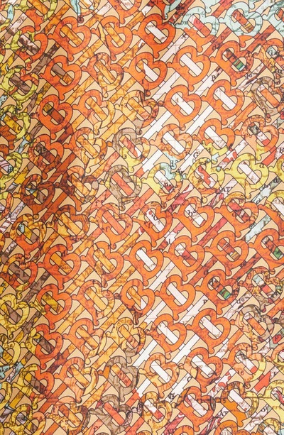 Shop Burberry Tierney Tb Monogram Map Print Silk Camp Shirt In Bright Orange Ip Pat