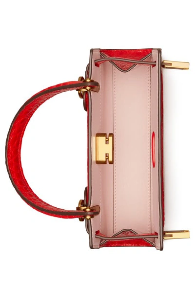 Tory Burch Lee Radziwill Croc Embossed Leather Tote In Brilliant Red