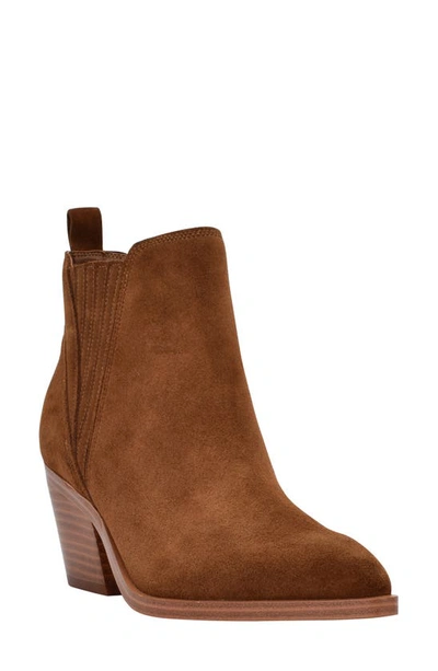Shop Marc Fisher Ltd Teona Leather Pointed Toe Bootie In Medium Brown
