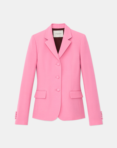 Shop Lafayette 148 Woolsilk Crepe Threebutton Academy Blazer In Pink