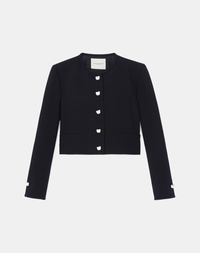 Shop Lafayette 148 Responsible Wool Nouveau Crepe Quilted Cropped Jacket In Black