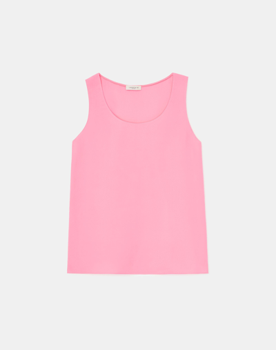 Shop Lafayette 148 Plus-size Silk Double Georgette Sleeveless Blouse In Pink