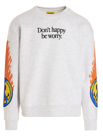 Shop Market Smiley Earth On Fire Sweatshirt In Gray