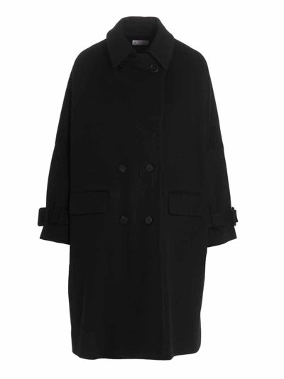 Shop Alberto Biani Loose Wool Coat In Black