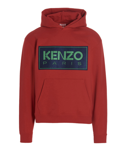 Shop Kenzo Box Logo Hoodie In Red