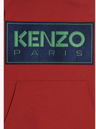 Shop Kenzo Box Logo Hoodie In Red