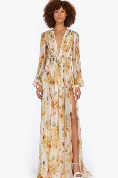 Shop Costarellos Gianna Floral Georgette Gown