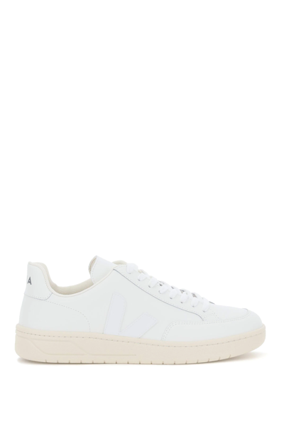 Shop Veja V-12 Leather Sneakers In White