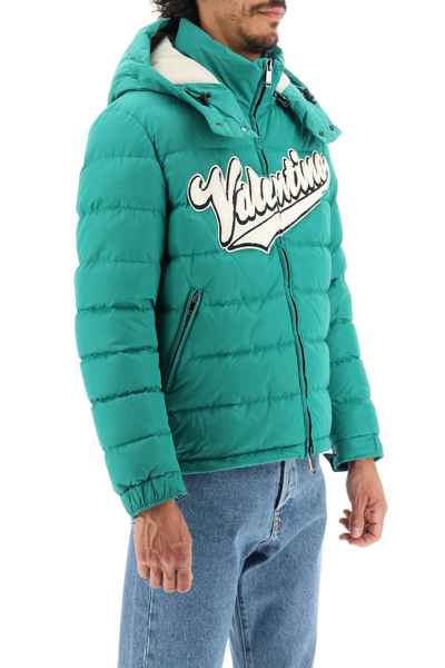 VALENTINO SHORT DOWN JACKET WITH LOGO PATCH 