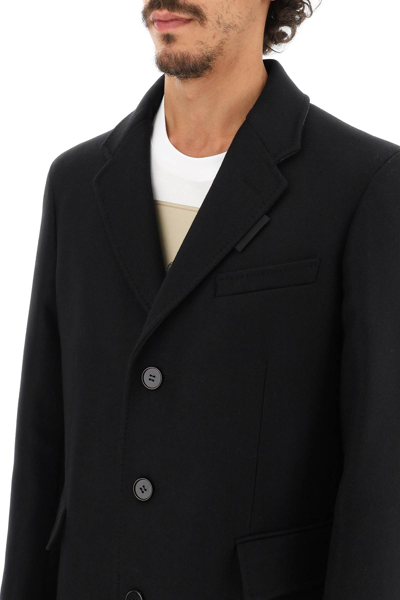 Shop Burberry Wool And Cashmere Coat With Patch In Black