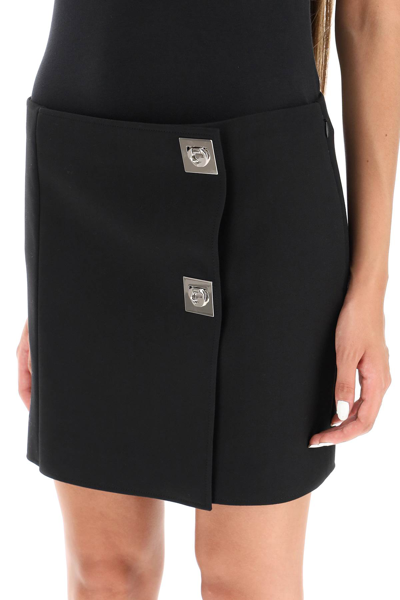 Shop Givenchy Mini Skirt With G Lock Buckles In Black