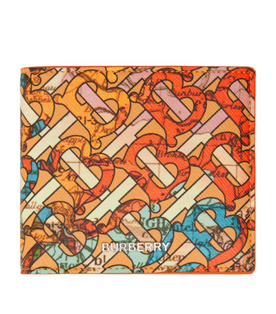 Shop Burberry Cotton Map Print Wallet In Multicolour