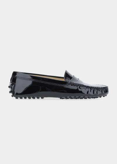 Shop Tod's Gommini Patent Driver Penny Loafers In Black
