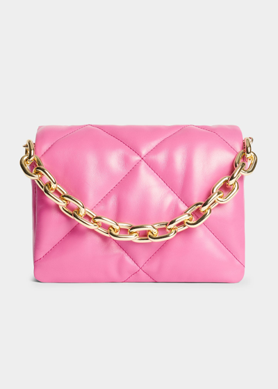 Shop Stand Studio Brynn Quilted Leather Chain Shoulder Bag In Fuchsia/gold