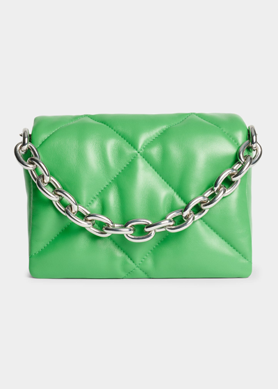 Shop Stand Studio Brynn Quilted Leather Chain Shoulder Bag In Bright Green/silv