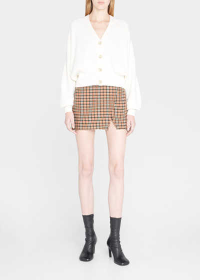 Shop A.l.c Rylee Plaid-houndstooth Mini Skirt In Sepia Mult