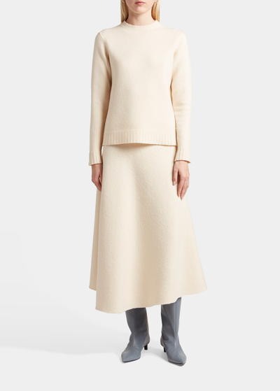 Shop Jil Sander Asymmetric Wool Midi Skirt In Natural
