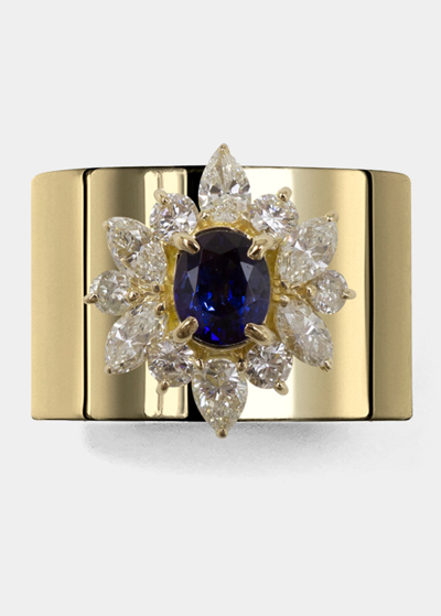 Shop Yutai Sapphire And Diamond Revive Ring In 18k Gold In Yg