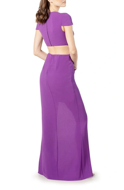 Shop Dress The Population Elijah Plunge Cutout Gown In Violet