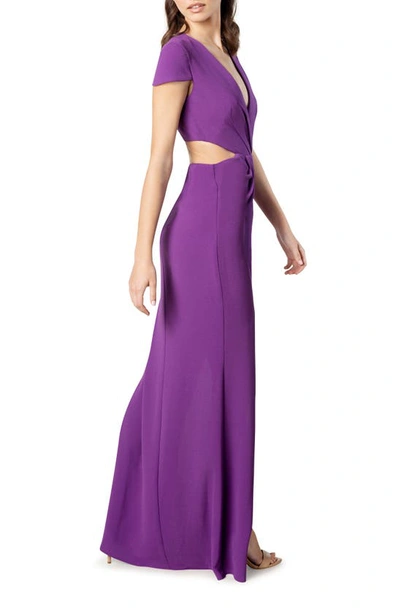 Shop Dress The Population Elijah Plunge Cutout Gown In Violet