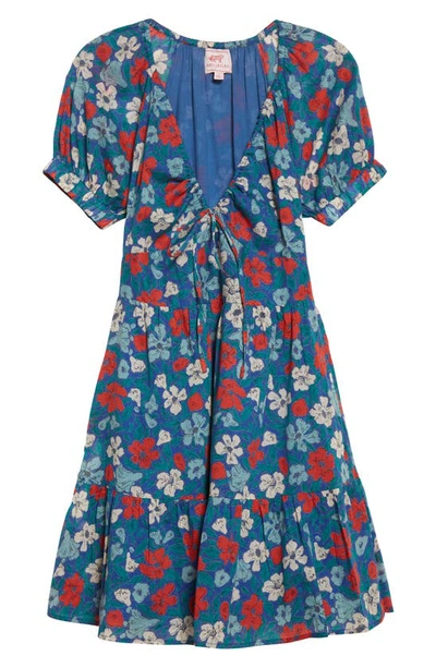 Shop Banjanan Artemise Floral Organic Cotton Minidress In Melodic Floral Dazzling Blue