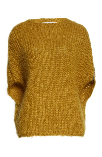 Fabiana Filippi Bead Detail Mohair & Wool Dolman Sleeve Sweater In Dark Yellow