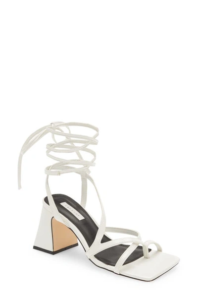 Topshop Wide Fit Nadia Block Heel Ankle Tie Sandal In White | ModeSens