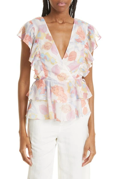 Shop Ted Baker Rowyn Frill Detail Tie Top In Natural
